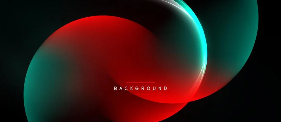 Abstract design features overlapping red, teal shapes. Center displays text Stock Illustration