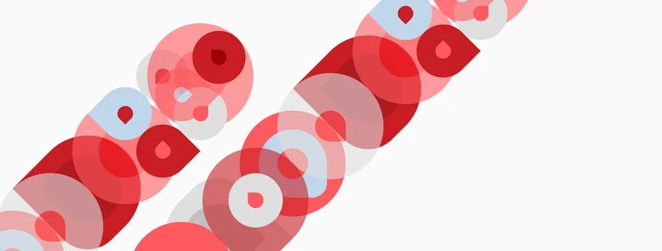 Abstract design features overlapping red circles, pink shades, light gray イラスト素材