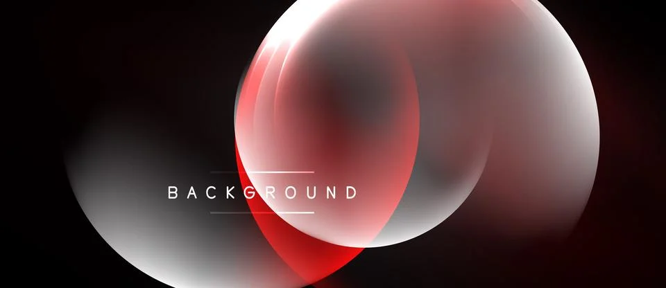 Abstract design features overlapping red, white shapes. Dark background creat Illustrazione stock