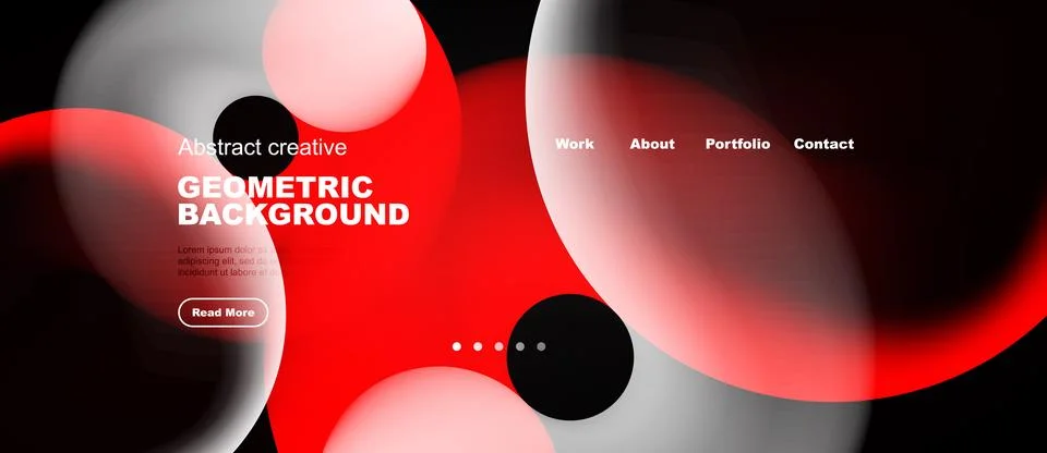 Abstract design features overlapping red, white shapes. Minimalist website イラスト素材