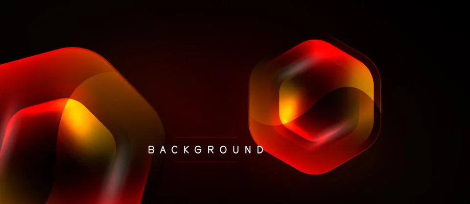 Abstract design features overlapping red, orange shapes on black background. Stockillustratie