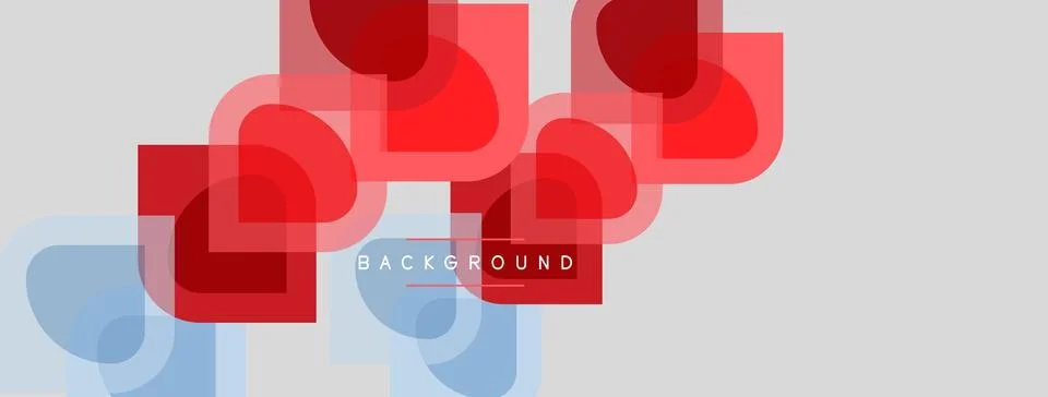 Abstract design features overlapping red, blue shapes. Light gray backdrop Stock Illustration