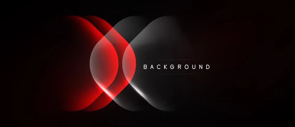 Abstract design features overlapping red, white shapes against black backdrop Stock Illustration