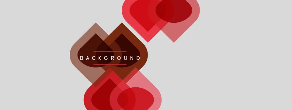 Abstract design features overlapping red shapes, brown square, text backgroun Stock Illustration