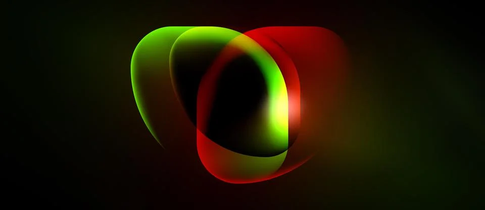 Abstract design features overlapping red, green shapes. Soft glow creates Stock Illustration