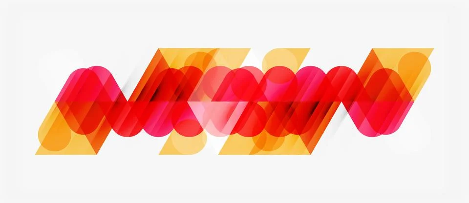 Abstract design features overlapping rounded shapes. Red, orange hues create Illustrazione stock