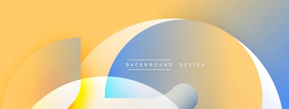 Abstract design features overlapping shapes, gradients. Colors include yellow, Stock Illustration