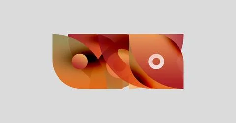 Abstract design features overlapping shapes, warm colors, circles. Composition 스톡 일러스트