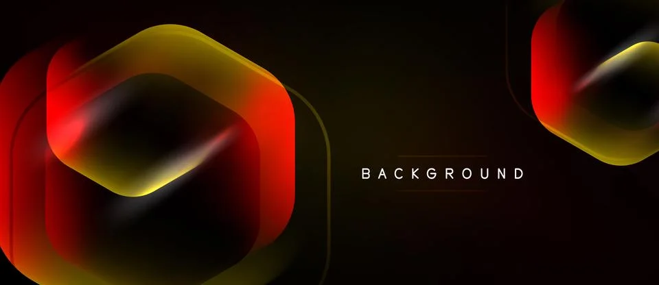 Abstract design features overlapping shapes, gradients. Dark background Stock Illustration