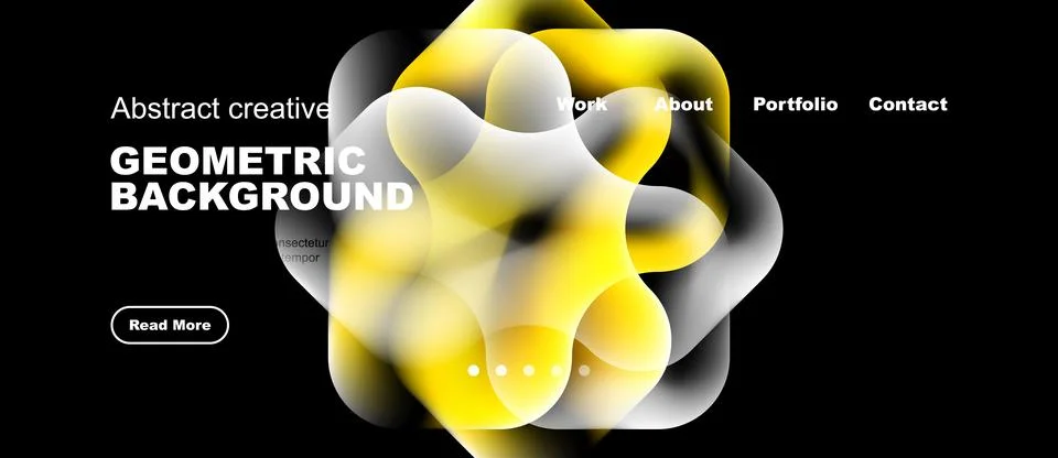 Abstract design features overlapping shapes, yellow hues, dark backdrop. Ilustração Stock