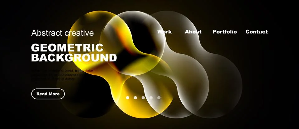 Abstract design features overlapping shapes, vibrant colors, text elements. Stock Illustration