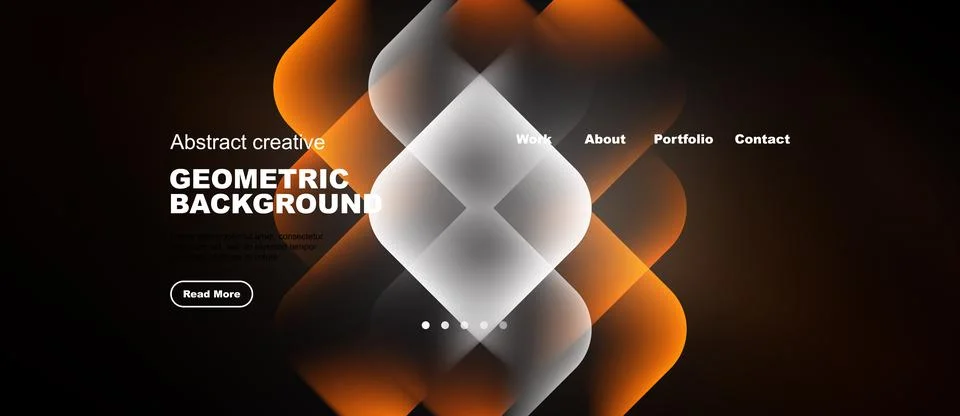 Abstract design features overlapping shapes, orange hues, dark background. Stock Illustration
