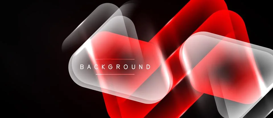 Abstract design features overlapping translucent shapes. Red, white elements Stock Illustration