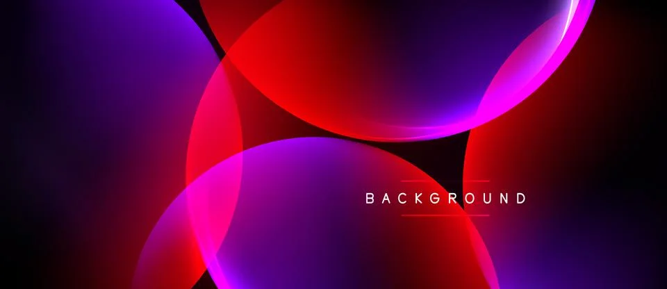 Abstract design features overlapping vibrant circles. Red, purple hues domina Stock Illustration