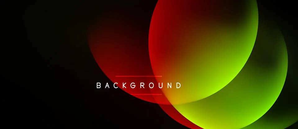 Abstract design features overlapping vibrant circles. Red, green hues blend Stock Illustration