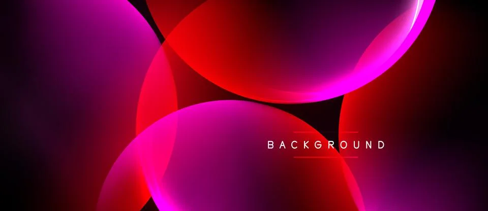 Abstract design features overlapping vibrant circles. Pink, red hues dominate Illustrazione stock