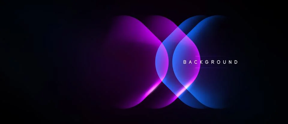Abstract design features overlapping vibrant circles. Purple, blue hues blend Stock Illustration