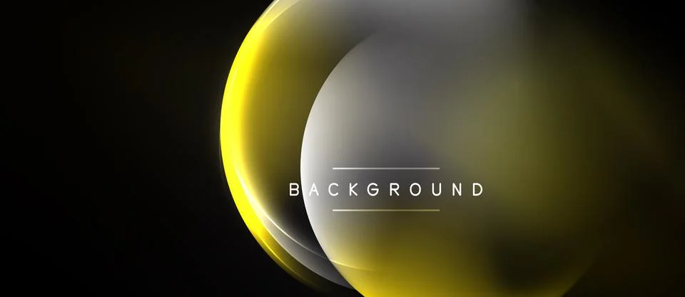 Abstract design features overlapping yellow, gray circles. Dark background 스톡 일러스트