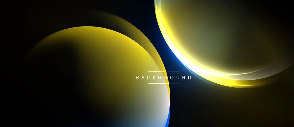 Abstract design features overlapping yellow, white shapes. Dark background Stock Illustration