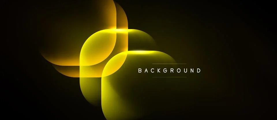 Abstract design features overlapping yellow shapes on black background. Moder Stock Illustration