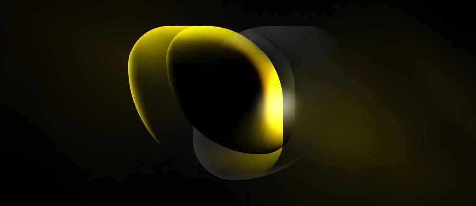 Abstract design features overlapping yellow, gray shapes. Dark background Stock Illustration