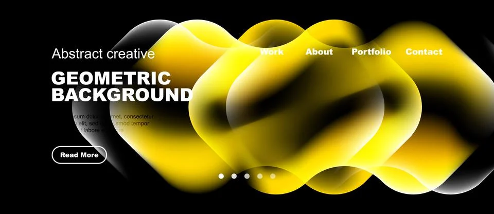 Abstract design features overlapping yellow, white shapes. Dark background Stock Illustration