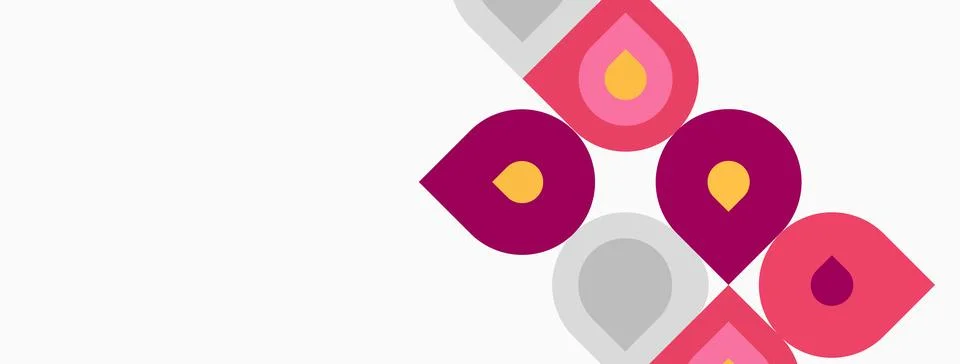 Abstract design features pink, gray droplets. Minimalist composition with Stock Illustration