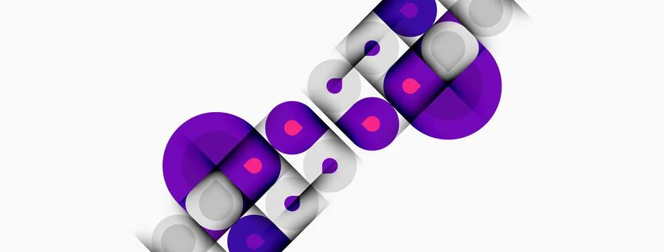 Abstract design features purple circles, gray lines. Minimalist composition, 스톡 일러스트