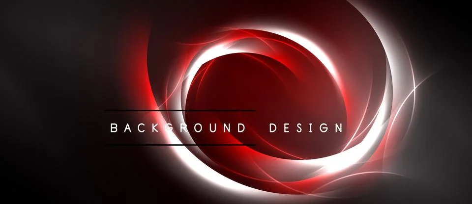 Abstract design features red glowing circles, lines on black background. Mo.. 스톡 일러스트