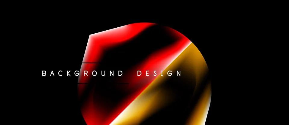 Abstract design features red, gold gradients. Shapes overlap creating dynamic Stock Illustration