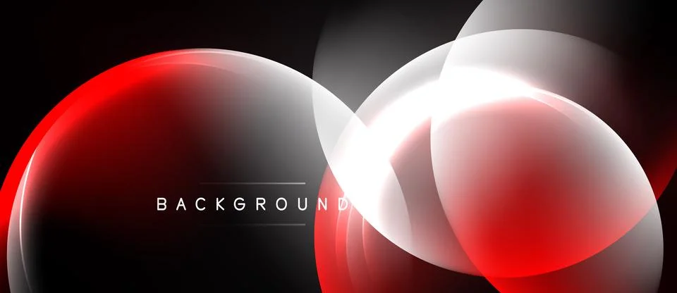 Abstract design features red, white shapes over black background. Modern, Illustrazione stock