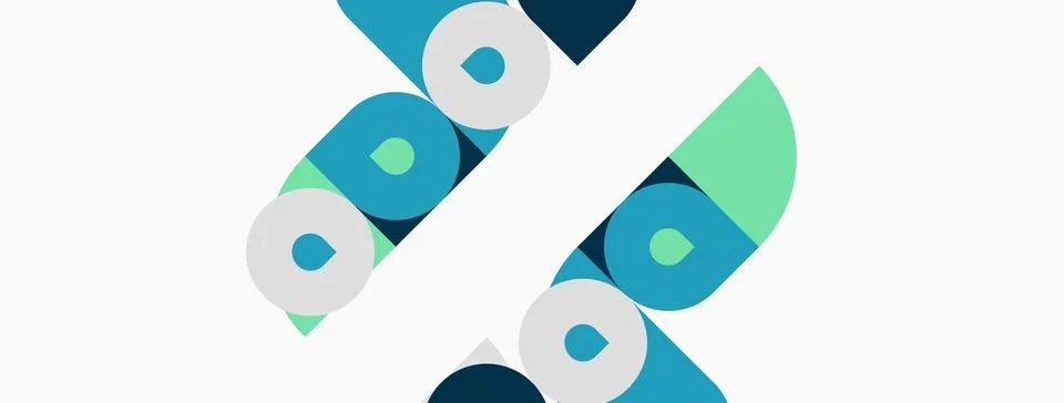 Abstract design features repeating circular elements, teal, white, light gree イラスト素材