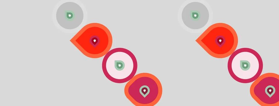 Abstract design features repeating circular shapes. Red, gray, white colors Stock Illustration