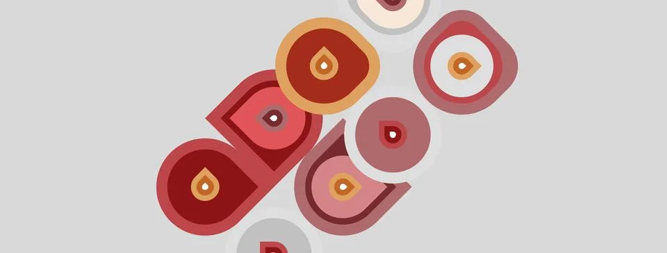 Abstract design features repeating circular motifs, reddish tones, light gray Stock Illustration