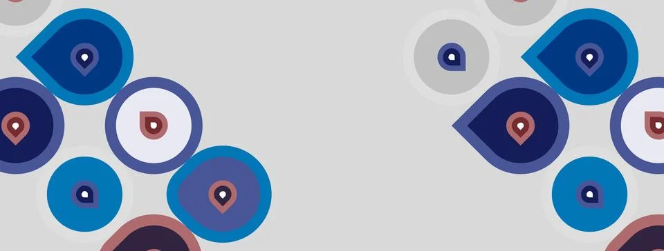 Abstract design features repeating circular motifs. Blue, purple hues dominat Stock Illustration