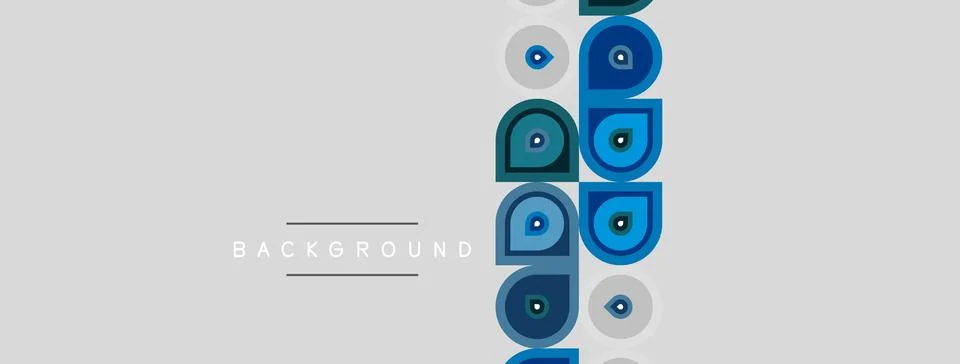 Abstract design features repeating eye motifs. Blue, gray tones create modern Stock Illustration