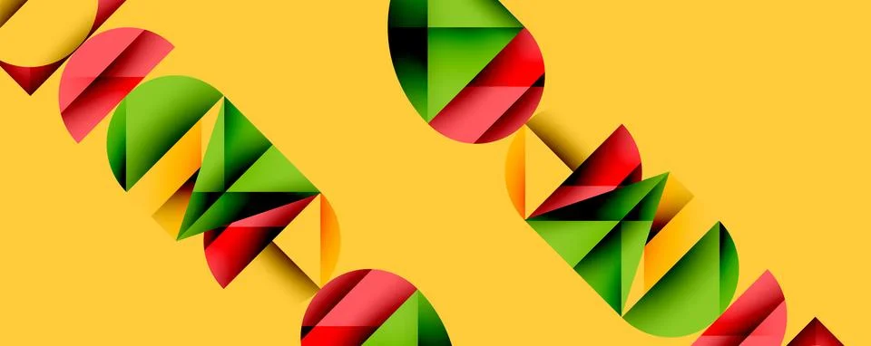 Abstract design features repeating geometric shapes. Red, green elements Stock Illustration