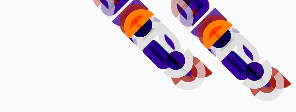 Abstract design features repeating orange, purple shapes. Minimalist compos.. Stock Illustration