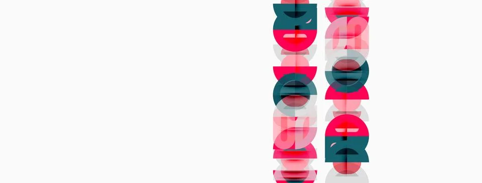 Abstract design features repeating red, gray, pink elements. Vertical Illustrazione stock