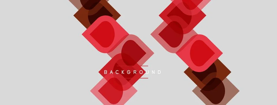 Abstract design features repeating red squares, brown shadows, gray backdrop. Stock Illustration