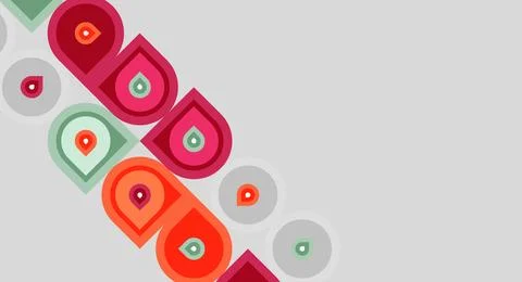 Abstract design features repeating rounded shapes, vibrant colors, diagonal Stock Illustration