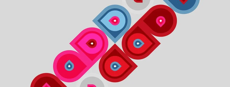 Abstract design features repeating rounded rectangles. Pink, blue hues domina 스톡 일러스트