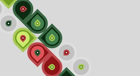 Abstract design features repeating shapes, vibrant colors. Green, red, yellow 스톡 일러스트