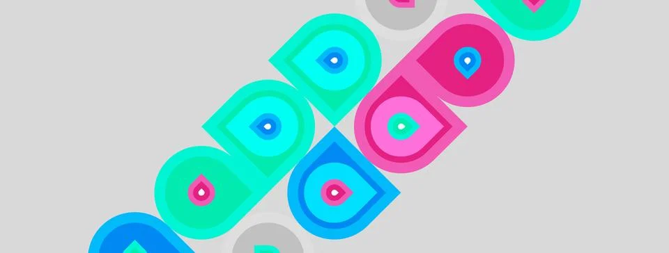 Abstract design features rounded rectangles, vibrant colors. Shapes overlap, Stock Illustration