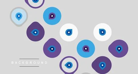Abstract design features rounded shapes, blue, purple hues. Background is lig Illustrazione stock
