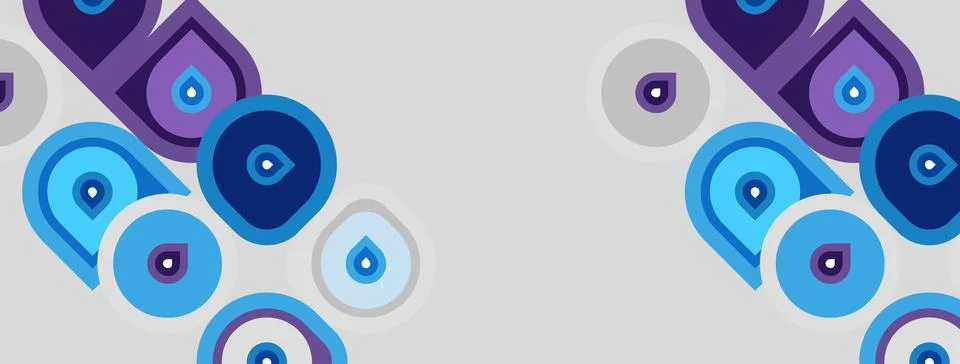 Abstract design features rounded shapes, varying shades purple, blue, white. 库存插图