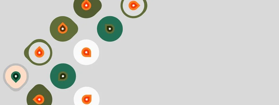 Abstract design features rounded shapes, orange accents, green circles. Stock Illustration