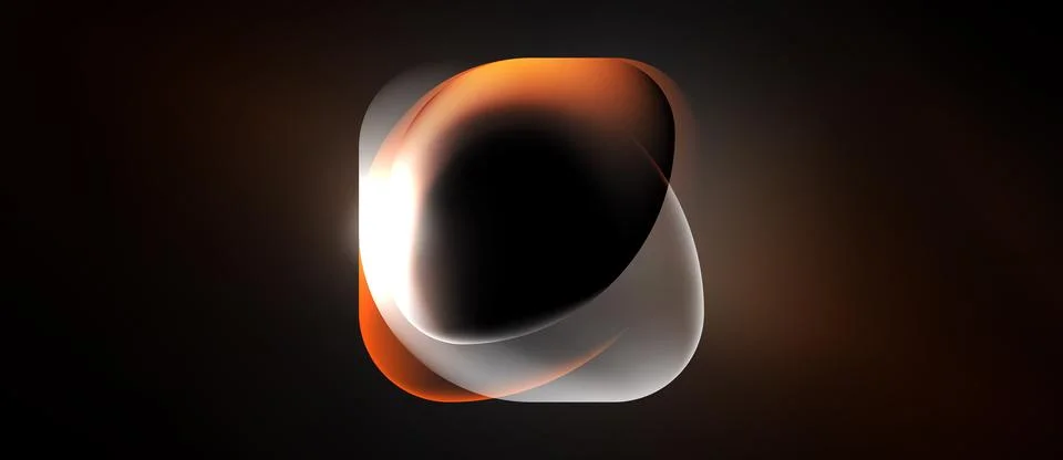 Abstract design features rounded shapes, orange hues, white highlights, dark Stock Illustration
