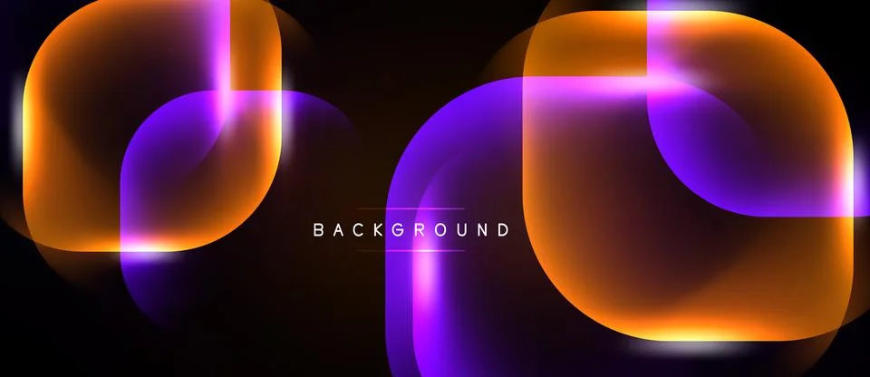 Abstract design features rounded squares, vibrant orange, purple hues. Dark イラスト素材