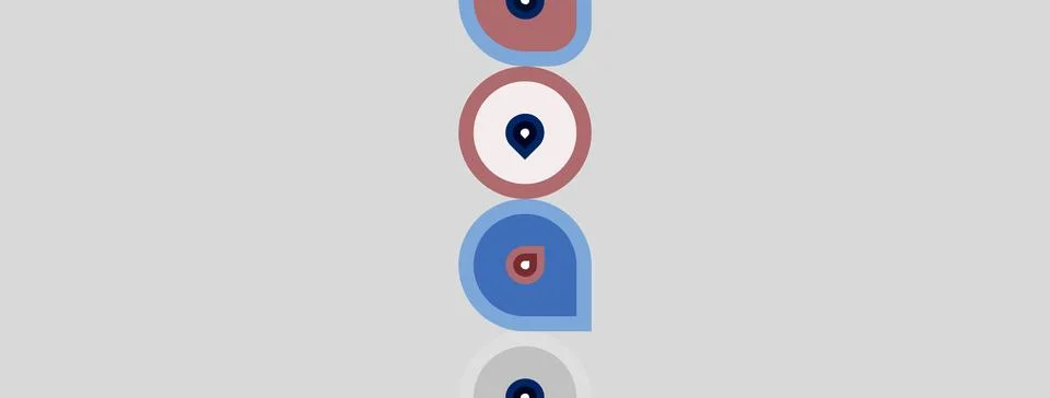 Abstract design features stacked circles, varying shades blue, pink, gray. Stock Illustration